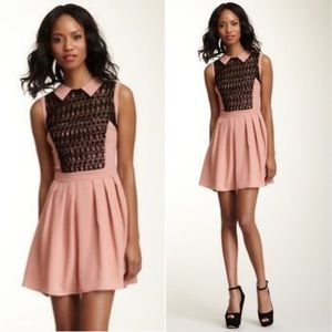 Sugar Lips Peter Pan Collar Crochet Dress Salmon M